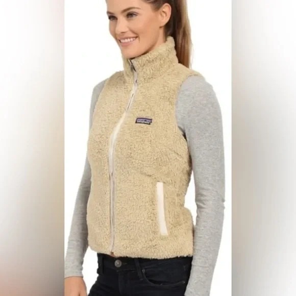 Patagonia Jackets & Blazers - Patagonia Los Gatos Vest Womens XS El Cap Khaki Fuzzy Fleece Full Zip Pockets